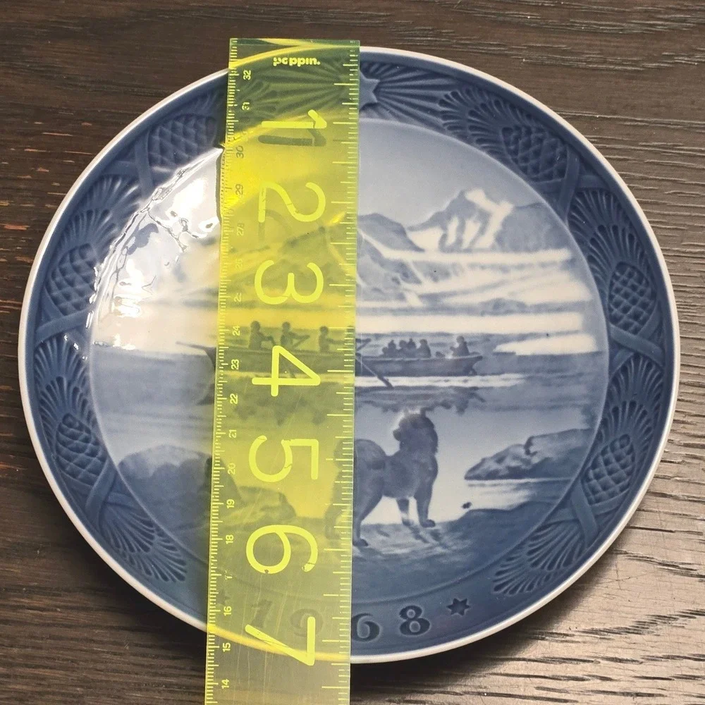 1968 Royal Copenhagen The Last Umiak Blue White Porcelain Collector Plate